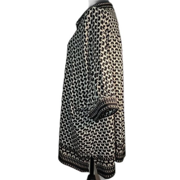 NWT Max Studio London Black White & Gold Flowy Button Up Shirt Top Blouse sz XL - Picture 2 of 10